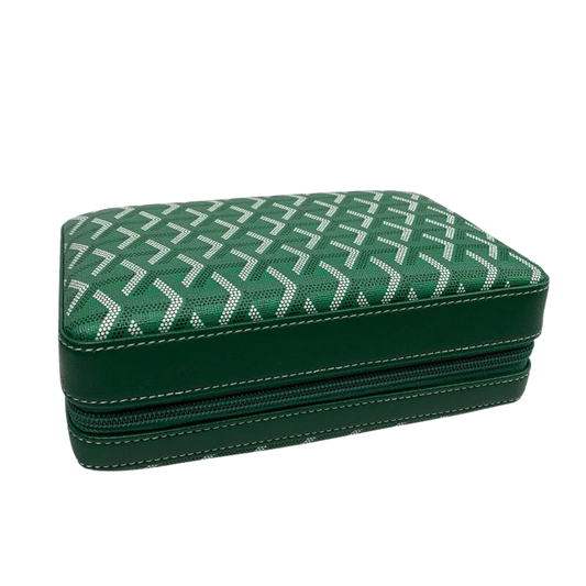 gesloten groen ledere sigaren etui