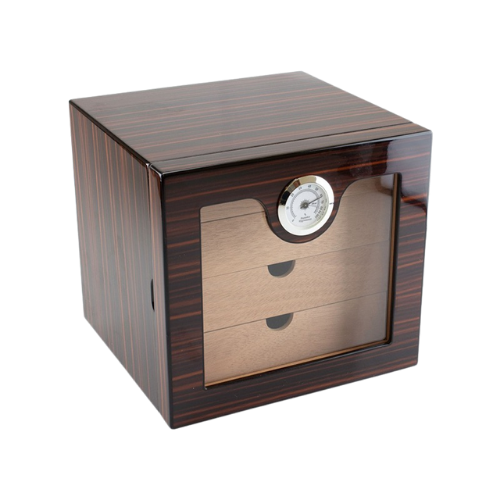 Bookwill Humidor kabinet 4-lades Teak High Gloss voor 80 sigaren gesloten
