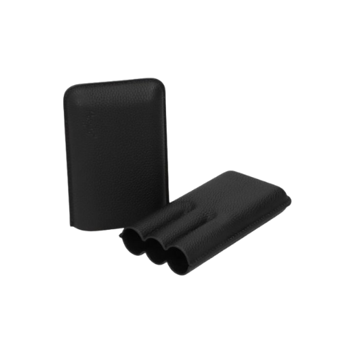 Angelo sigarenkoker van zwart leer, geschikt voor 3 sigaren