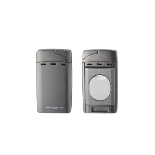 Silvermatch Zigarrenfeuerzeug mit Doppel-Jetflamme und eingebautem Zigarrenschneider