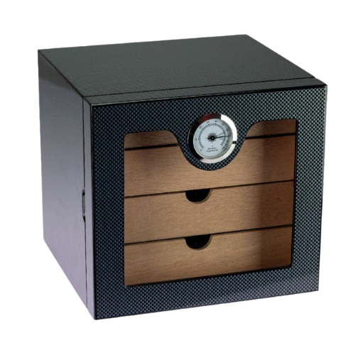Bookwill Humidor kabinet 4-lades Carbon High Gloss voor 80 sigaren gesloten