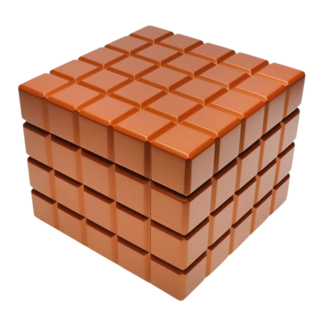 Colibri Heritage Cube Humidor orange gesloten in modern kubusdesign