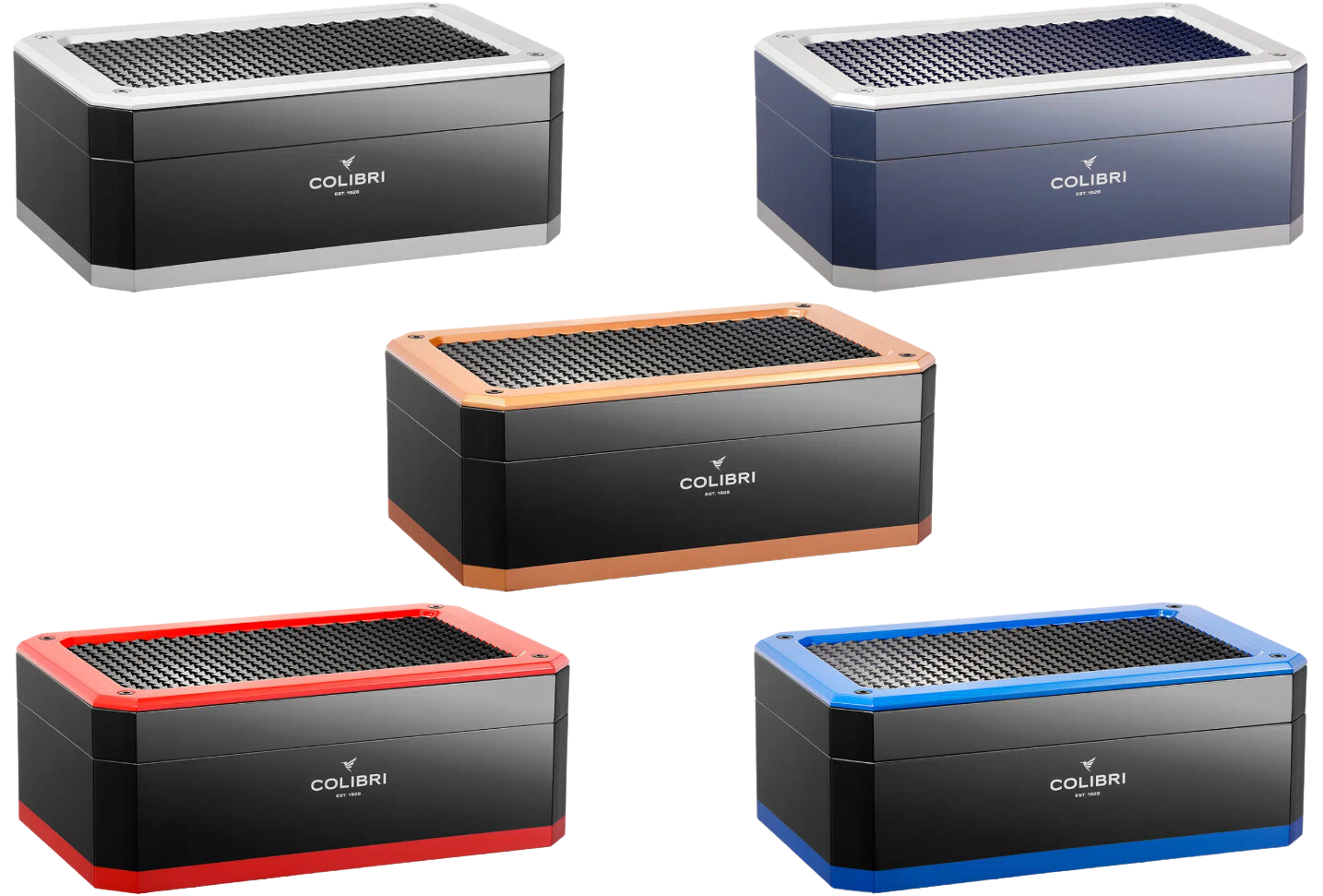 colibri rally humidor in alle vijf verkrijgbare kleuren