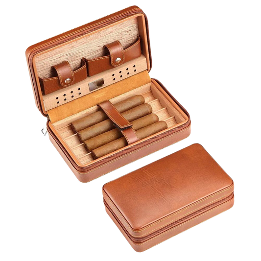 Cognac Bruine ledere Sigaren Etui