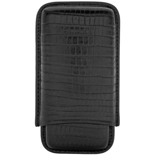 Martin Wess 505 Lizard Black cigarillokoker van zwart geitenleer
