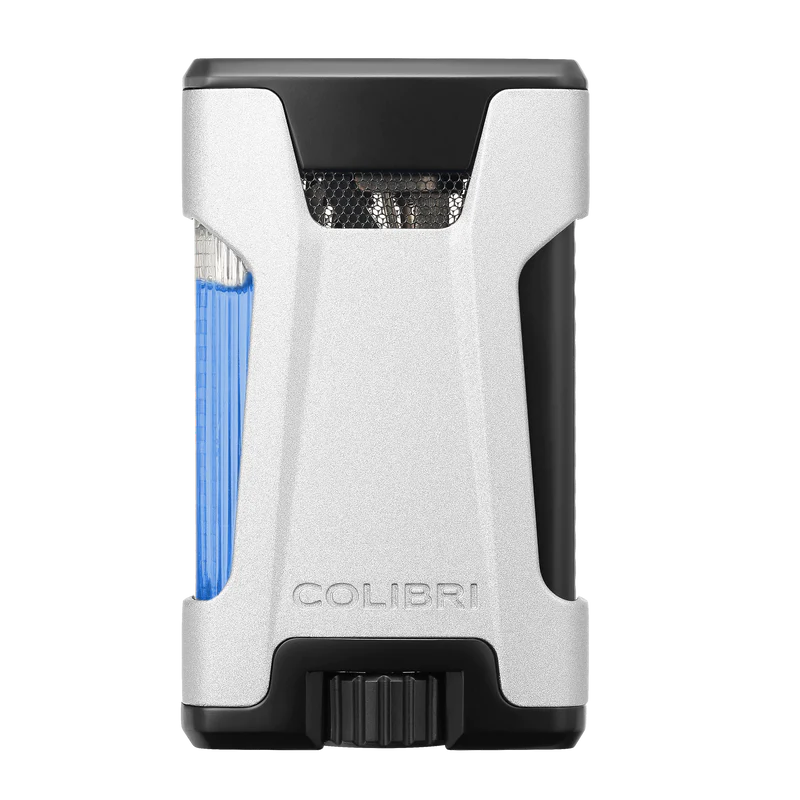 Colibri rebel de ultieme sigaren aansteker met dubbele jetflame en zichtbare gas inhoud in Zilver