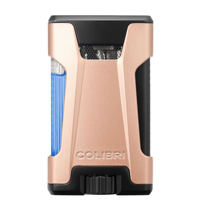 Colibri rebel de ultieme sigaren aansteker met dubbele jetflame en zichtbare gas inhoud in goud