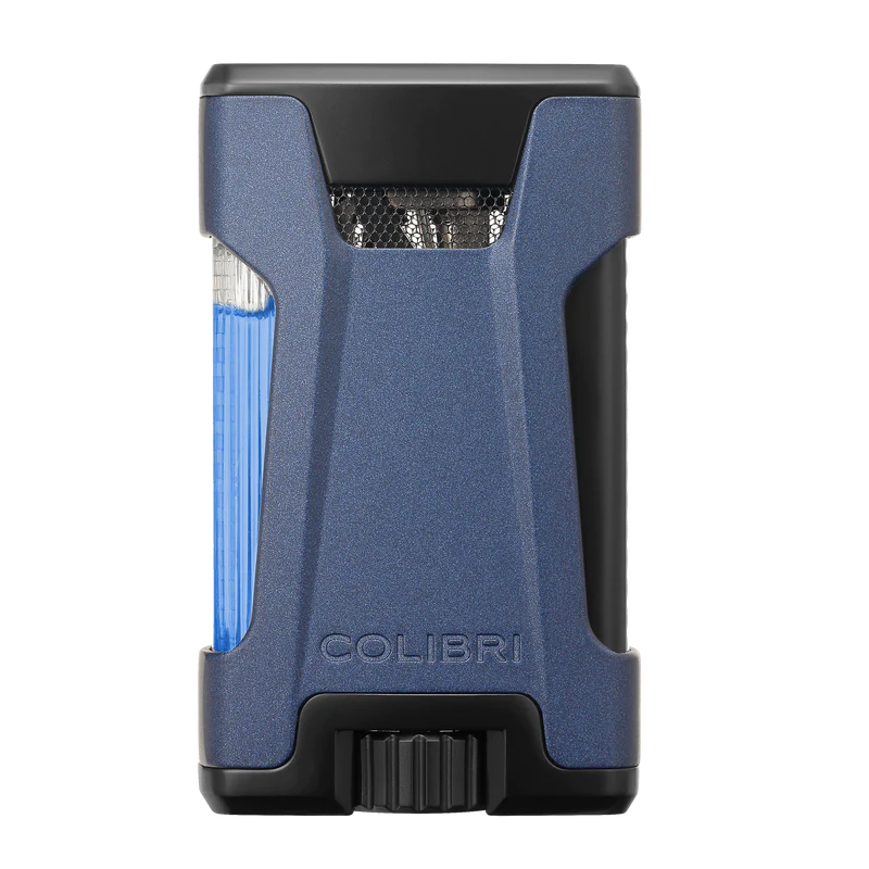 Colibri rebel de ultieme sigaren aansteker met dubbele jetflame en zichtbare gas inhoud in Navy Blauw