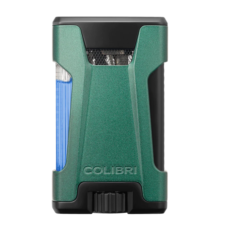 Colibri rebel de ultieme sigaren aansteker met dubbele jetflame en zichtbare gas inhoud in Groen
