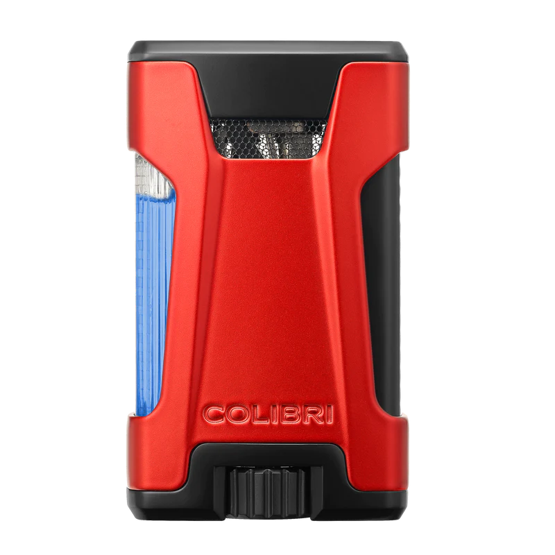 Colibri rebel de ultieme sigaren aansteker met dubbele jetflame en zichtbare gas inhoud in Rood