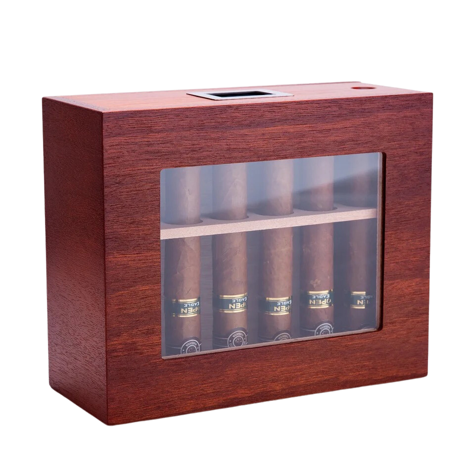 Cederhouten humidor met verticaal geplaatsten sigaren