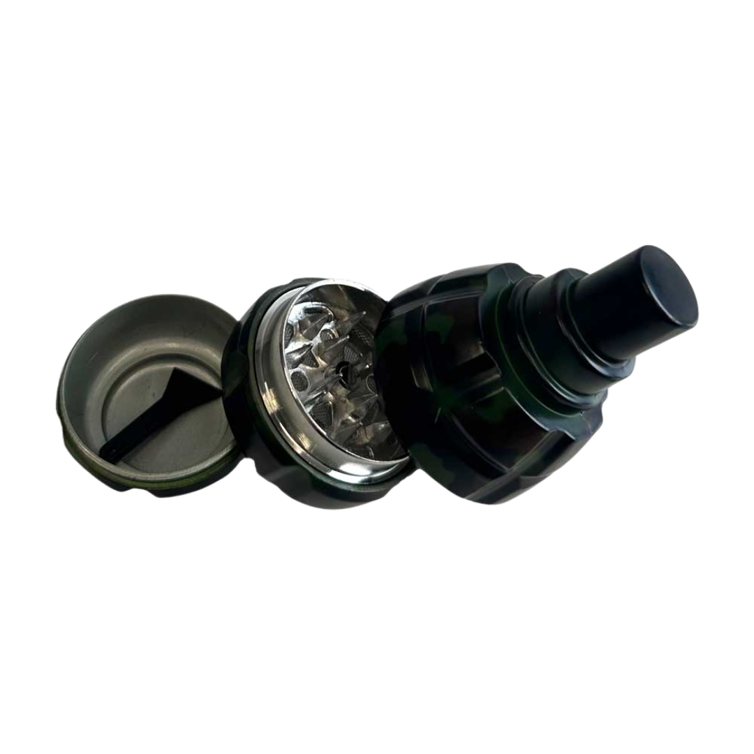 Aluminium Grenade Grinder Camouflage 3-delig – stoere metalen grinder met militaire look
