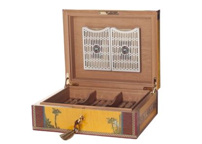 humidor met metalen houder voor zakjes erin