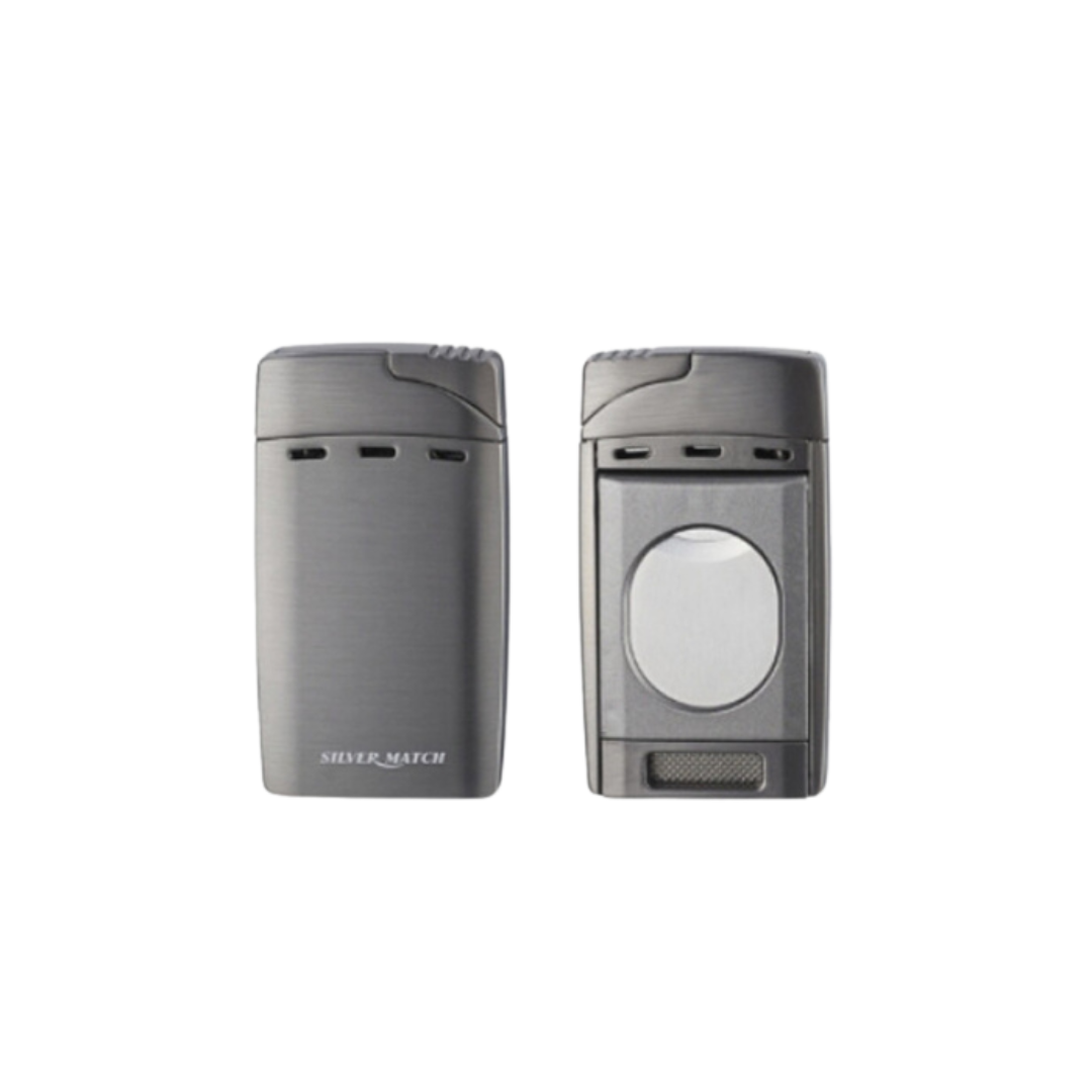 Silvermatch Sigarenaansteker met Dubbele Jetflame en Ingebouwde Sigarenknipper