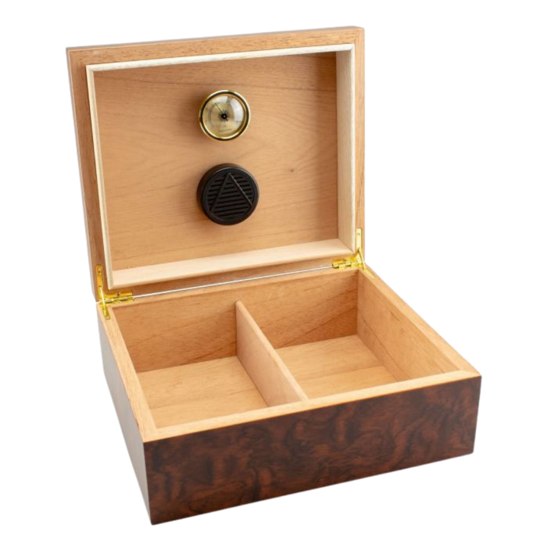 Humidor Tobacco Leaf voor ca. 25 sigaren met luxe design gesloten aanzicht