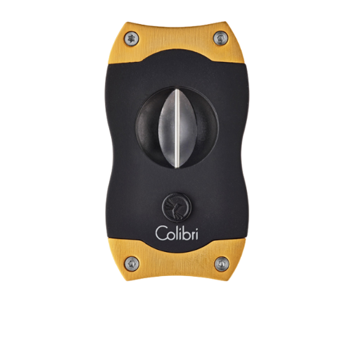 Colibri V-Cut – vooraanzicht met zwart body en geborstelde gouden afwerking