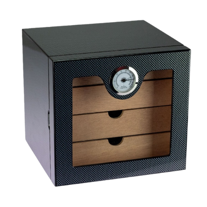  Bookwill Humidor kabinet 4-lades Carbon High Gloss voor 80 sigaren gesloten