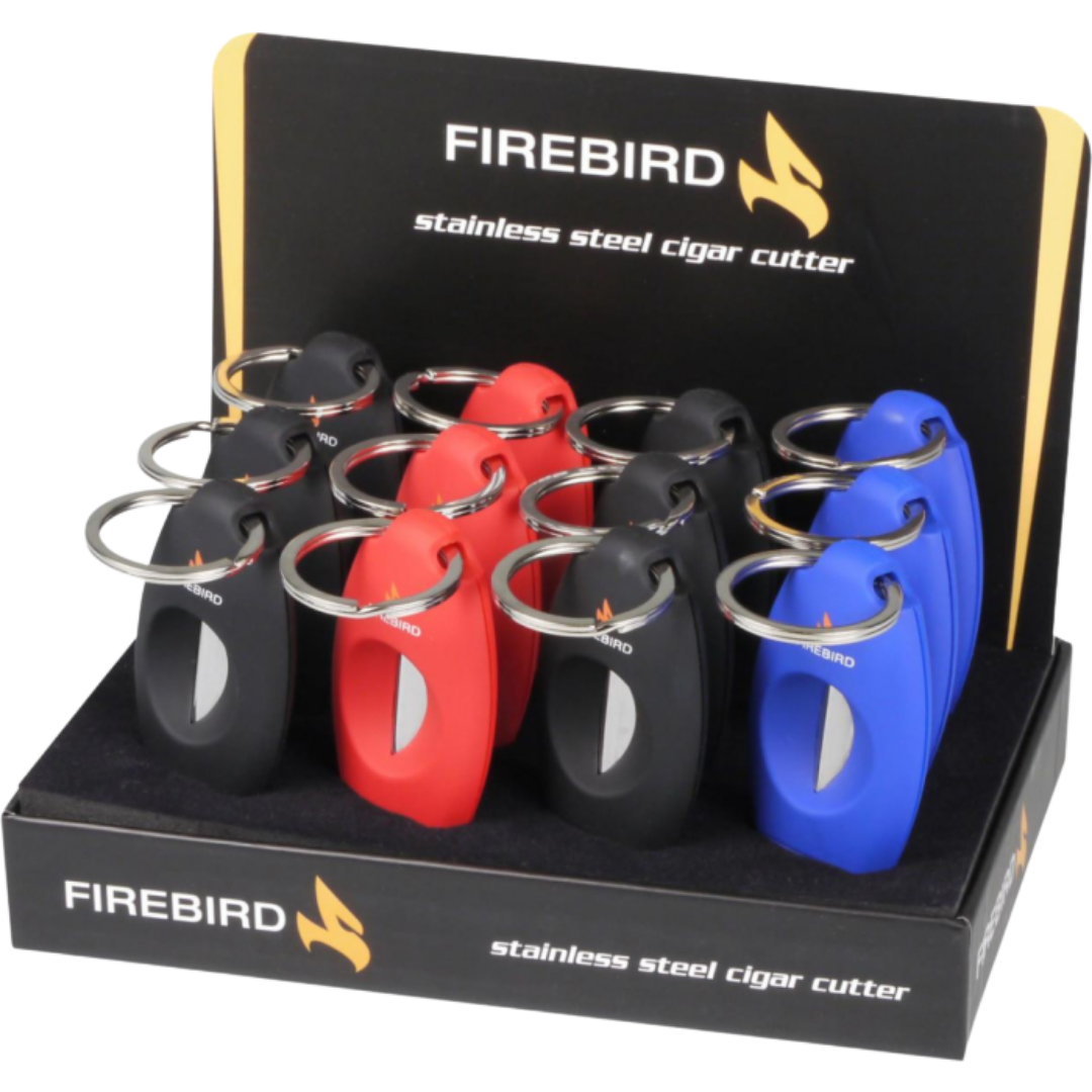 Firebird Viper V-Cut sigarenknipper met roestvrijstalen V-snijmes en key-ring 12 stuks in display