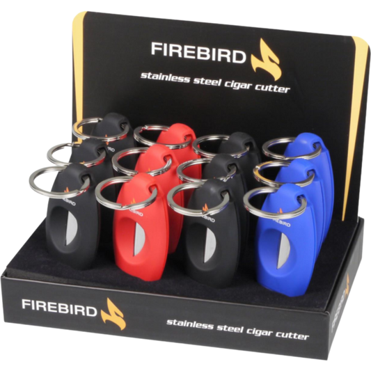 Firebird Viper V-Cut sigarenknipper met roestvrijstalen V-snijmes en key-ring 12 stuks in display