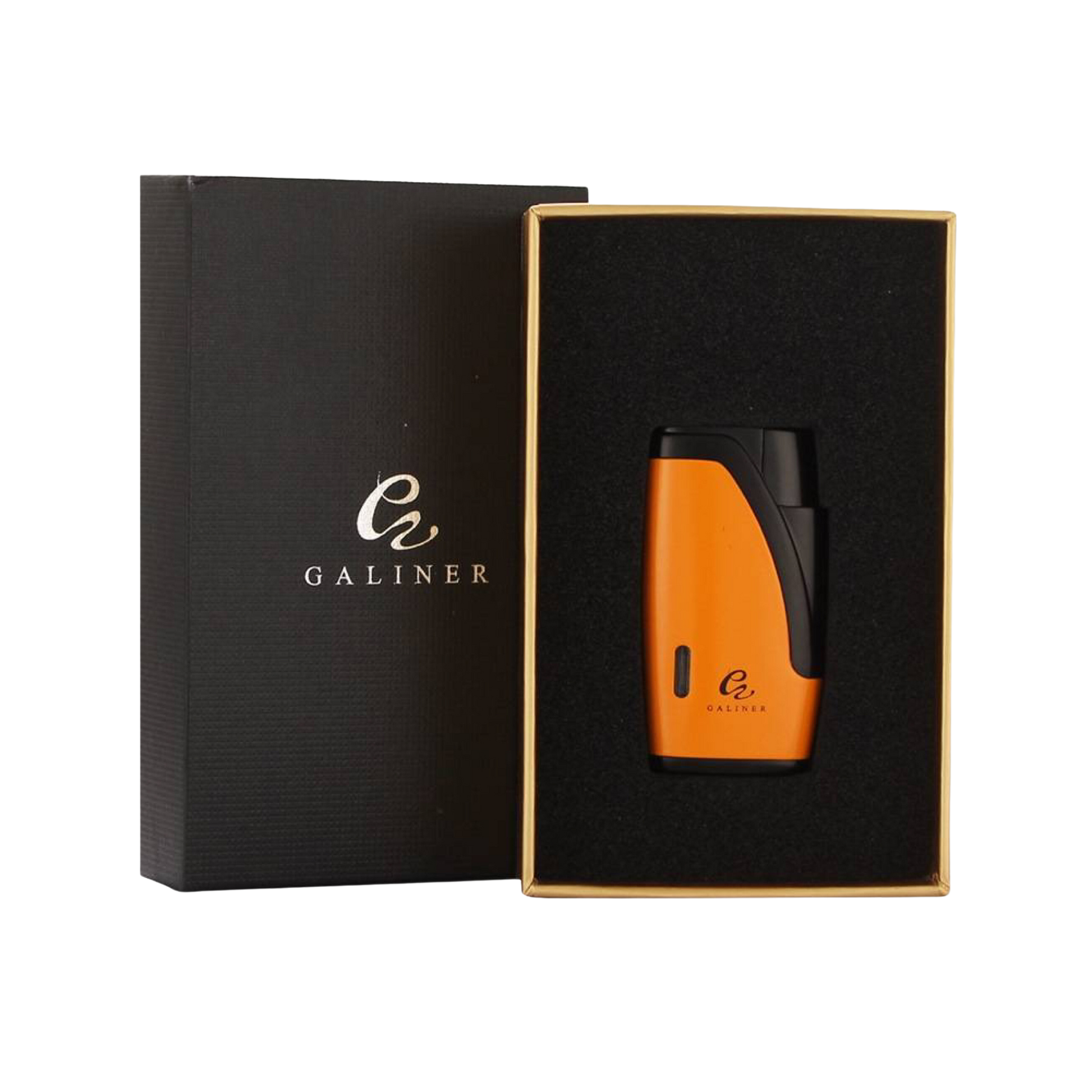 jetflame aansteker in de kleur oranje in geschenkdoos