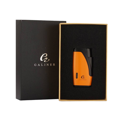 jetflame aansteker in de kleur oranje in geschenkdoos