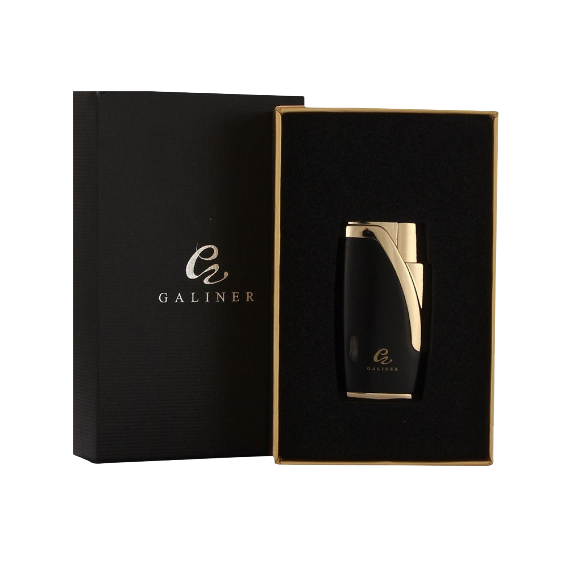 jetflame aansteker in geschenkdoos met de kleur zwart en goud