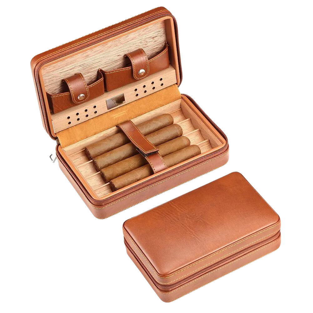 Cognac Bruine ledere Sigaren Etui
