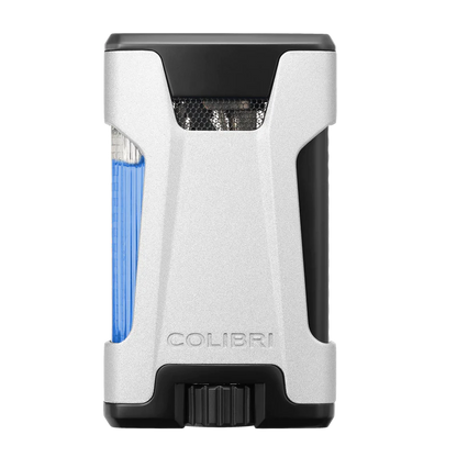 Colibri rebel de ultieme sigaren aansteker met dubbele jetflame en zichtbare gas inhoud in Zilver