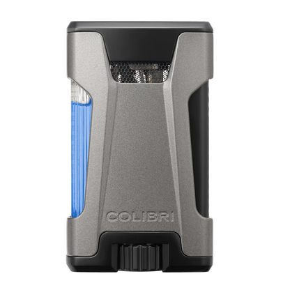 Colibri rebel de ultieme sigaren aansteker met dubbele jetflame en zichtbare gas inhoud in gunmetal grijs
