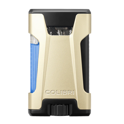Colibri rebel de ultieme sigaren aansteker met dubbele jetflame en zichtbare gas inhoud in geel goud