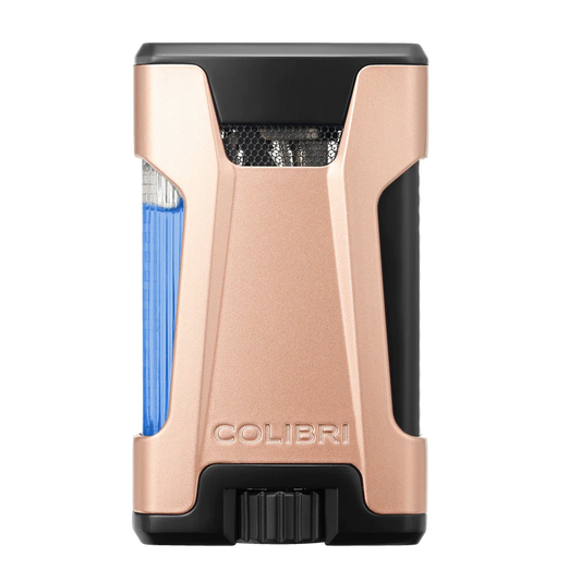 Colibri rebel de ultieme sigaren aansteker met dubbele jetflame en zichtbare gas inhoud in goud