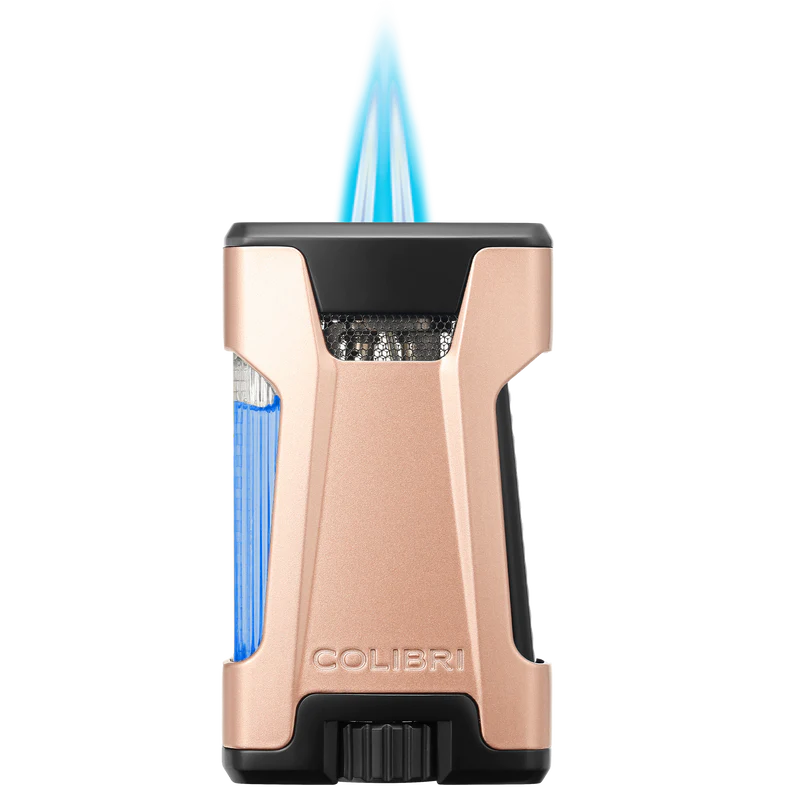 Colibri rebel de ultieme sigaren aansteker met dubbele jetflame en zichtbare gas inhoud in goud