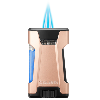 Colibri rebel de ultieme sigaren aansteker met dubbele jetflame en zichtbare gas inhoud in goud