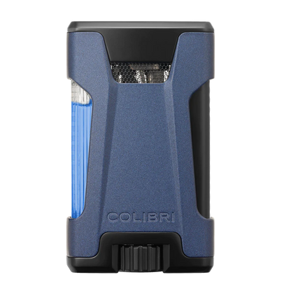 Colibri rebel de ultieme sigaren aansteker met dubbele jetflame en zichtbare gas inhoud in Navy Blauw