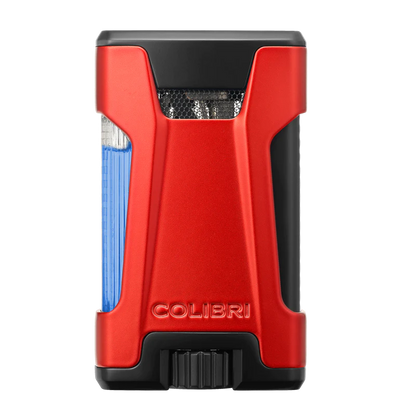 Colibri rebel de ultieme sigaren aansteker met dubbele jetflame en zichtbare gas inhoud in Rood