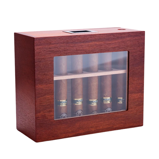 Cederhouten humidor met verticaal geplaatsten sigaren