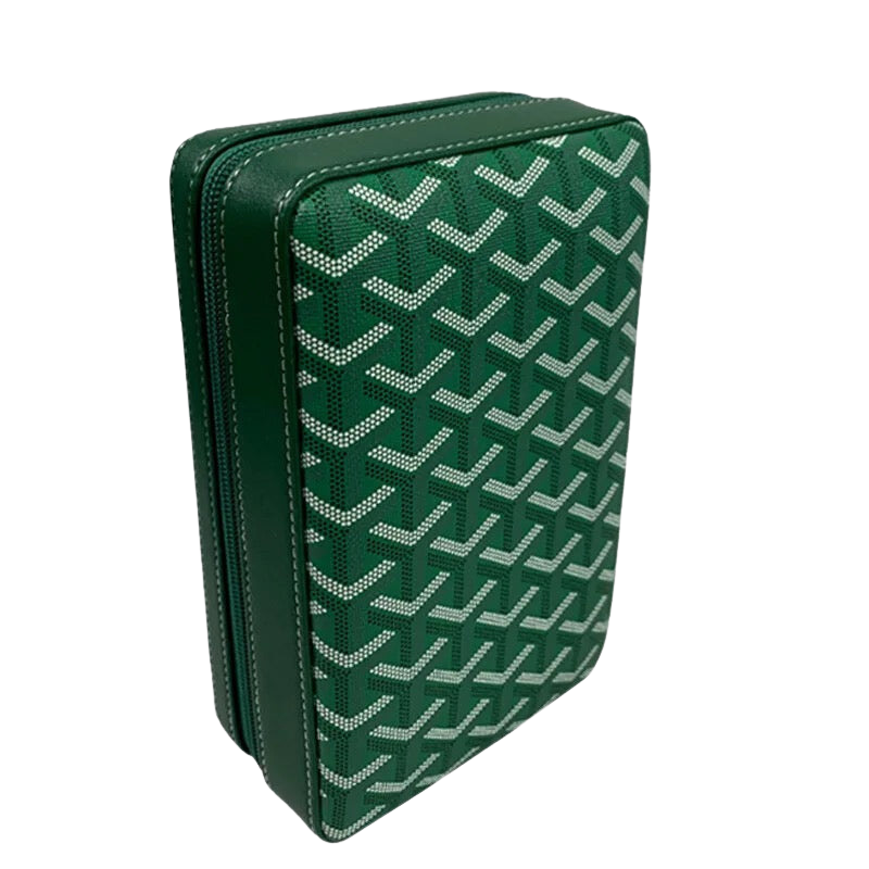 gesloten groen ledere sigaren etui