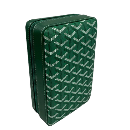 gesloten groen ledere sigaren etui