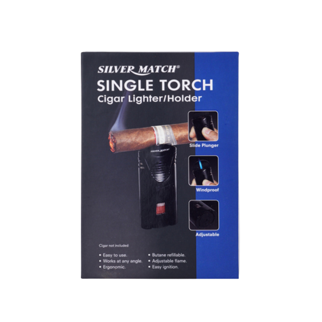 silver match single torch cigar lighter/holder