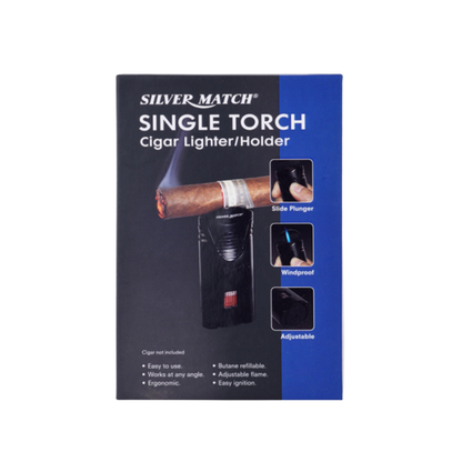 silver match single torch cigar lighter/holder