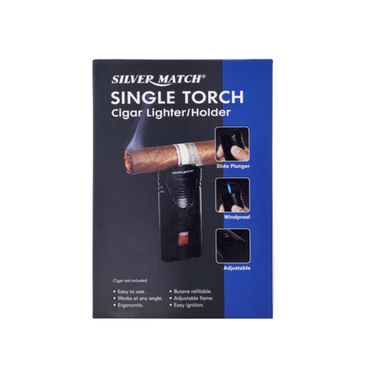 silver match single torch cigar lighter/holder