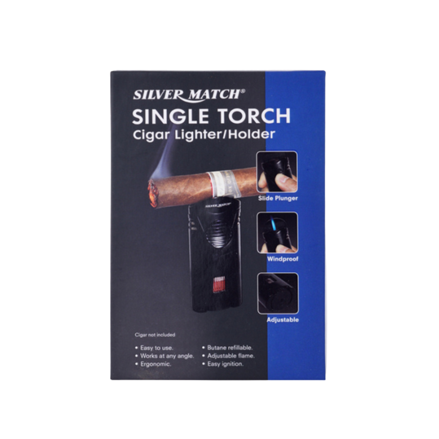 silver match single torch cigar lighter/holder